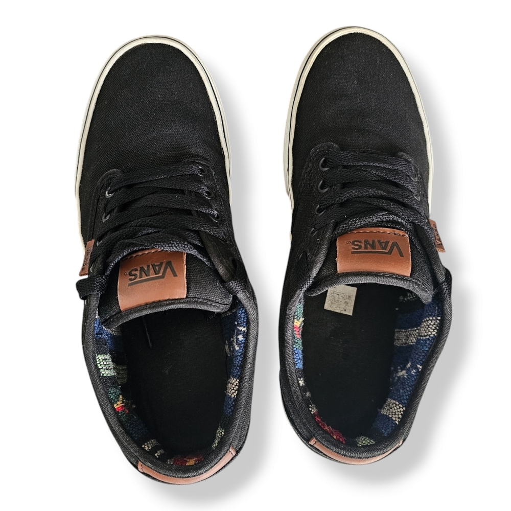 Vans Men's Atwood Black Canvas Sneakers With Aztec Inner Size 9 - Picture 7 of 8